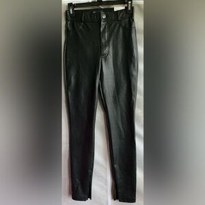 Zara black leather leggings with zipper at hem, size xsmall